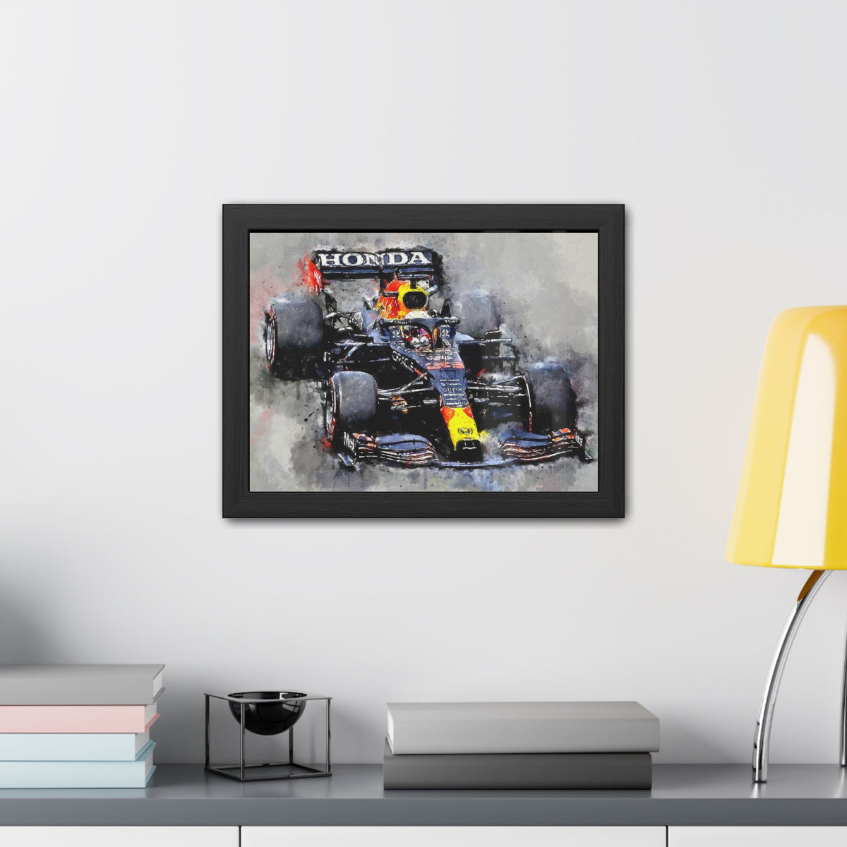 Embark on a Thrilling Red Bull Ride: Framed Watercolour F1 Fine Art Print - Ready to Hang, Wall Art Formula One Gift.