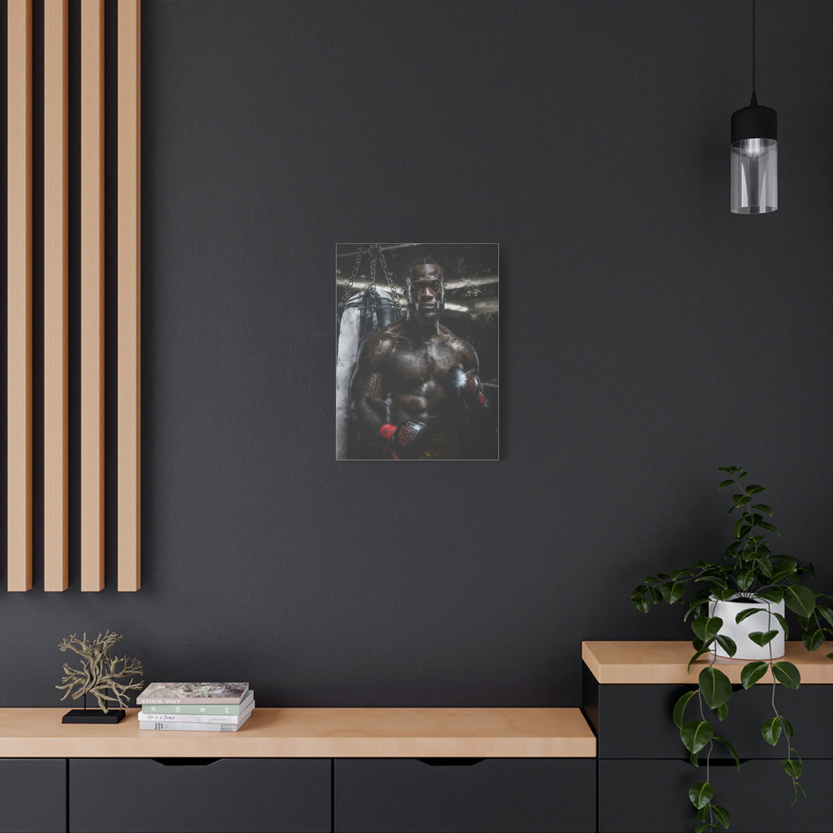 Deontay Wilder Portrait Painting: Power and Precision - Stretched Canvas Fine Art Boxing Print Poster, Ready to Hang, Wall Art Boxing Gift