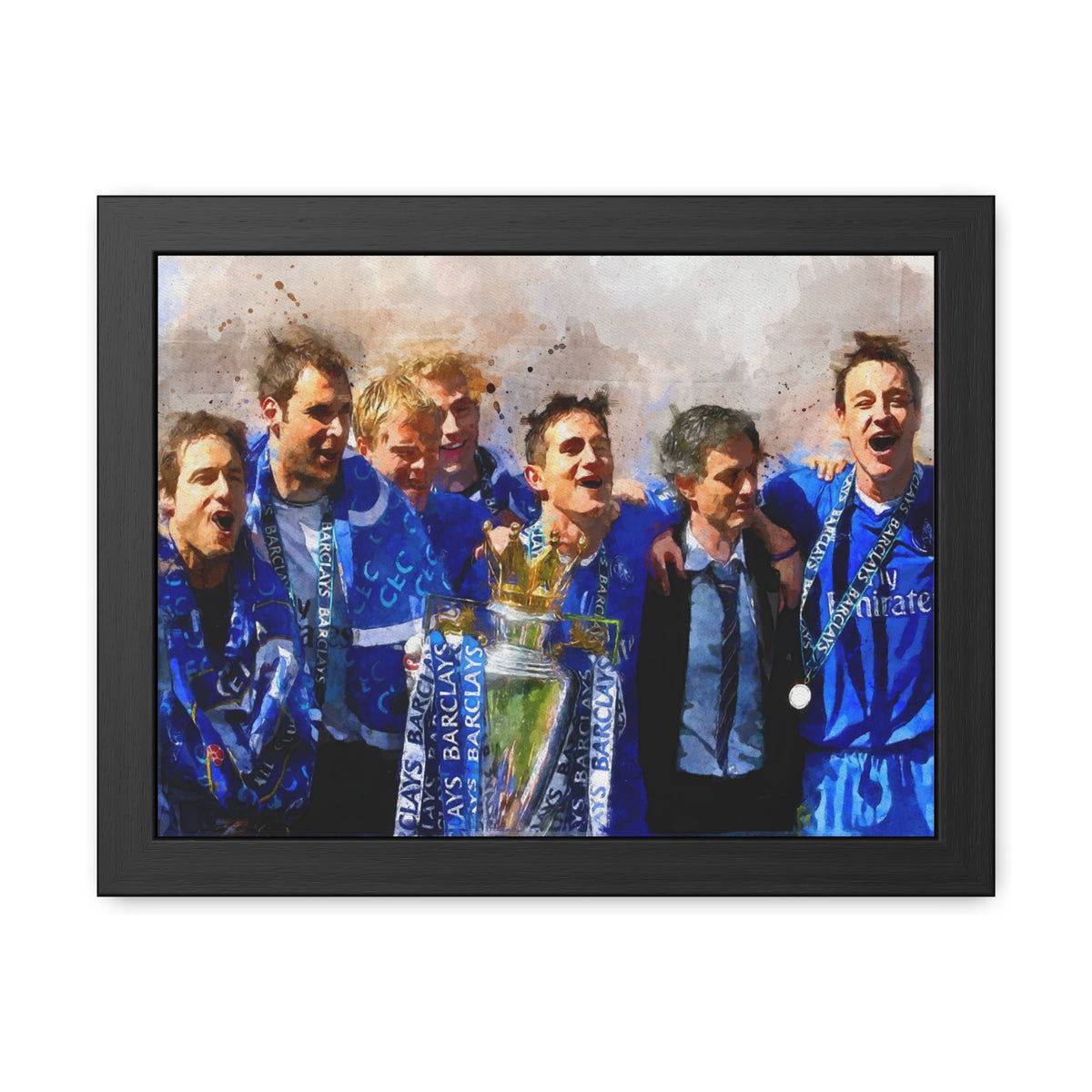Premier League Winners 2005 Chelsea Watercolour Painting, Ready to Hang Framed Art Print Poster, Chelsea Fan Gift