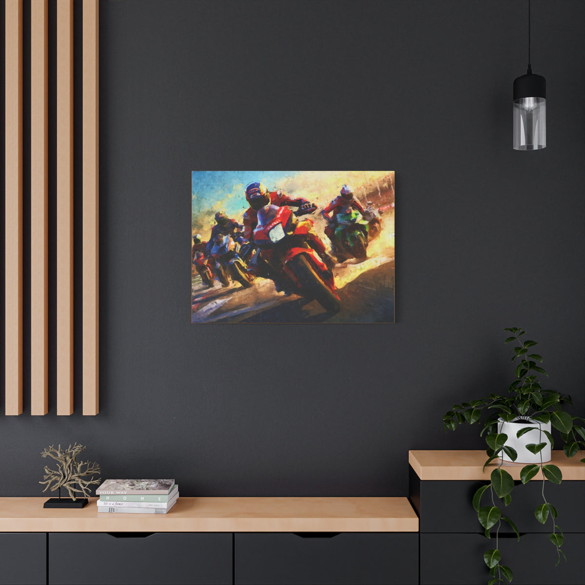Impressionist MotoGP Riders Canvas: Fine Art Print Poster- Ready to Hang, Wall Art MotoGP Gift