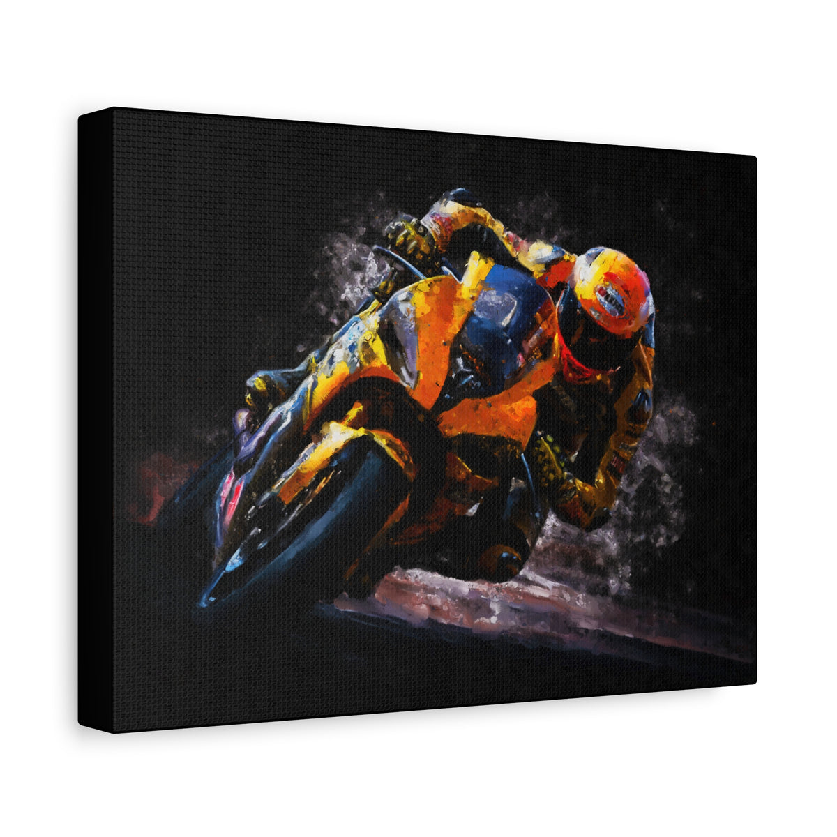 Impressionist MotoGP Bliss: Stretched Canvas Fine Art Print Poster - Ready to Hang, Wall Art MotoGP Gift