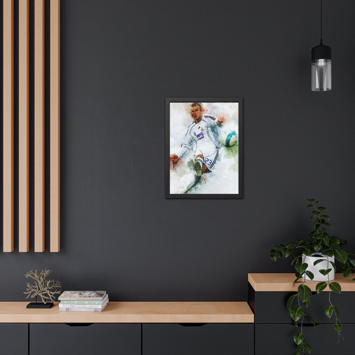Celebrate Beckham: Expressionist Watercolour Portrait - Soccer Legend Art! Ready to Hang Framed Fine Art Print Poster, Football Wall Art, Soccer Fan Gift