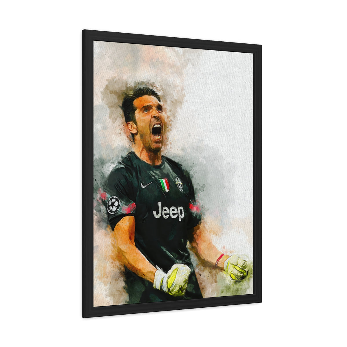 Gianluigi Buffon Expressionist Portrait - Stunning Modern Art Framed Watercolour Print - Ready to Hang Framed Watercolour Fine Art Painting Print Poster, Football Wall Art, Soccer Fan Gift
