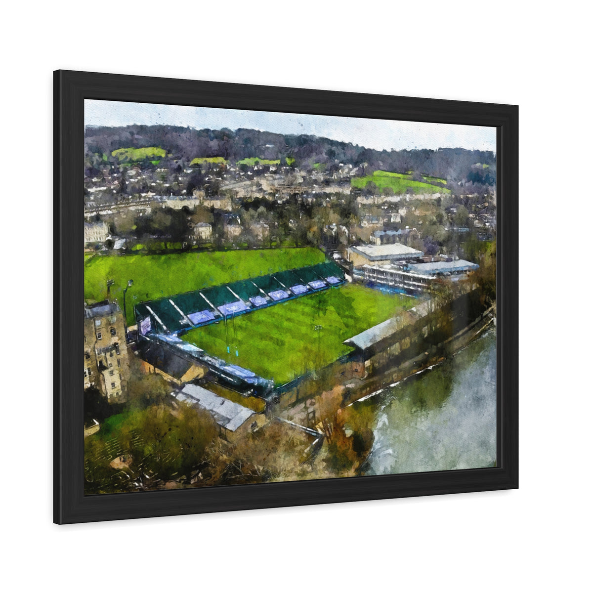 Bath Rugby Bliss: The Recreation Ground Painting- Ready to Hang Framed Fine Art Rugby Print Poster, Stadium Ground Wall Art, Rugby Fan Gift