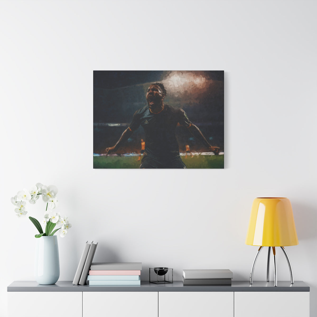Celebrating Victory: Impressionist Soccer Art Print - Stretched Canvas Fine Art Poster, Ready to Hang - Perfect Football Fan Gift.