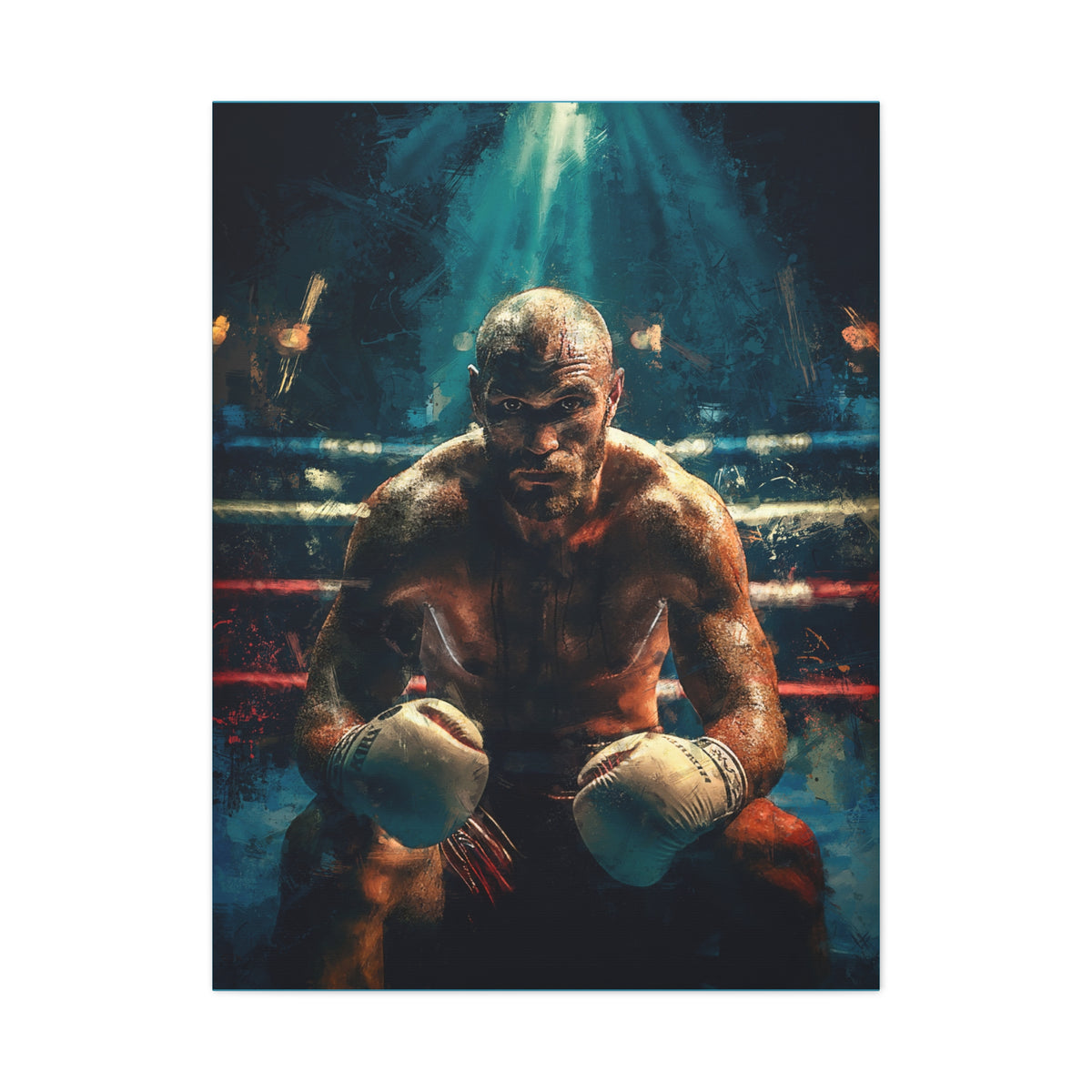 Fury Unleashed: Stretched Canvas Fine Art Boxing Print - Ready to Hang, Wall Art Boxing Gift
