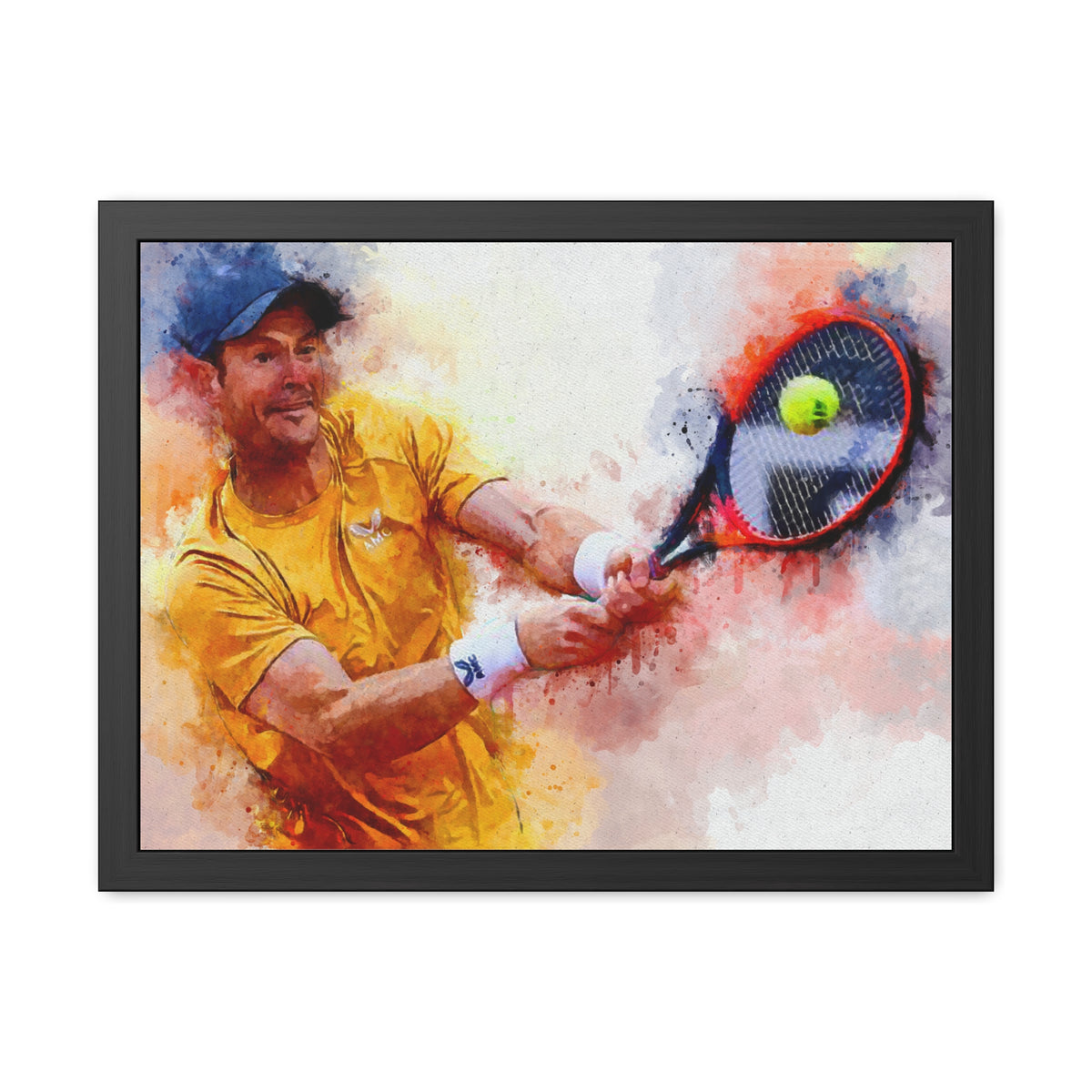 Andy Murray Expressionist Portrait: Ready to Hang Framed Watercolour Fine Art Painting Print Poster, Tennis Wall Art, Tennis Fan Gift
