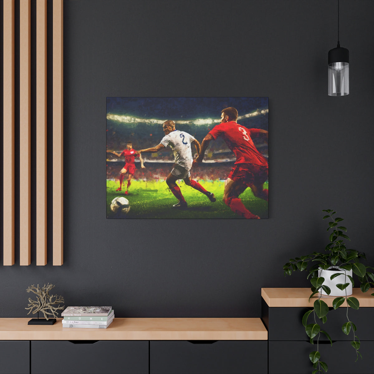 Passion Unleashed: Impressionist Soccer Painting Print on Stretched Canvas - Ready to Hang Football Fine Art Poster, Ideal Football Fan Gift