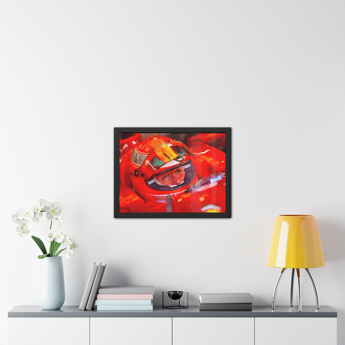 Capture the Speed: Michael Schumacher F1 Watercolour Fine Art Print - Framed Fine Art Poster, Ready to Hang, Wall Art Formula One Gift