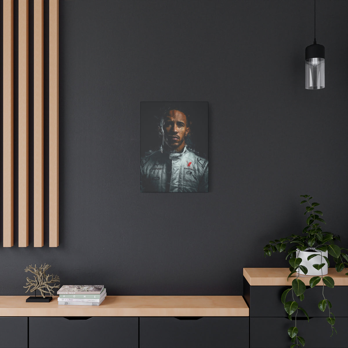 Captivating Lewis Hamilton Portrait - Stretched Canvas Fine Art Print, Ready to Hang, Wall Art Formula One Gift