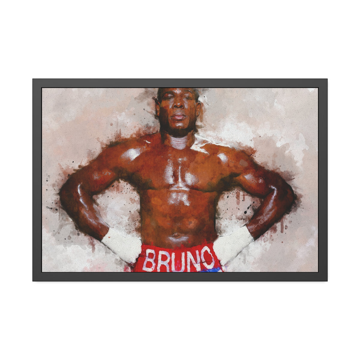 Frank Bruno Tribute Portrait: Framed Watercolour Fine Art Boxing Print Poster - Ready to Hang, Wall Art Boxing Gift
