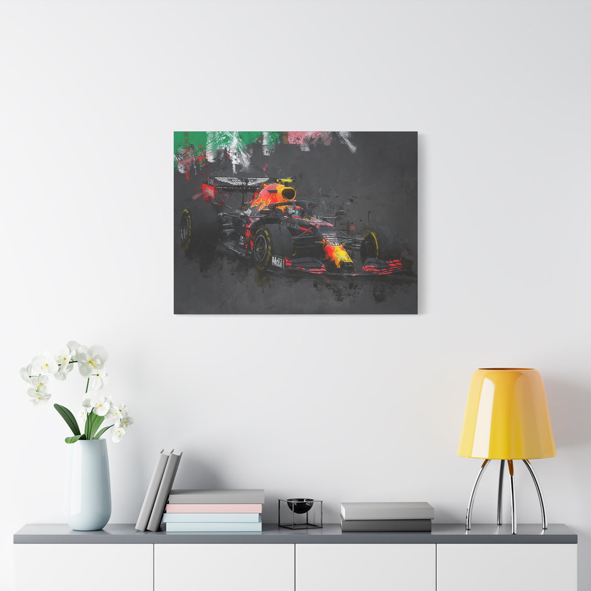 Experience Speed in Style: Stretched Canvas F1 Fine Art Print Poster of Aston Martin - Ready to Hang, Wall Art Formula One Gift