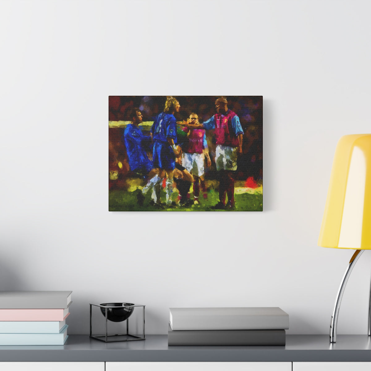 Birmingham vs. Villa Derby Ready to Hang Framed Impressionist Fine Art Painting Print Poster, Football Wall Art, Soccer Fan Gift