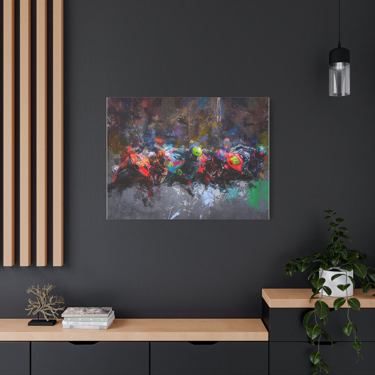 Racing Elegance: Stretched Canvas MotoGP Fine Art Print Poster - Ready to Hang, Wall Art MotoGP Gift