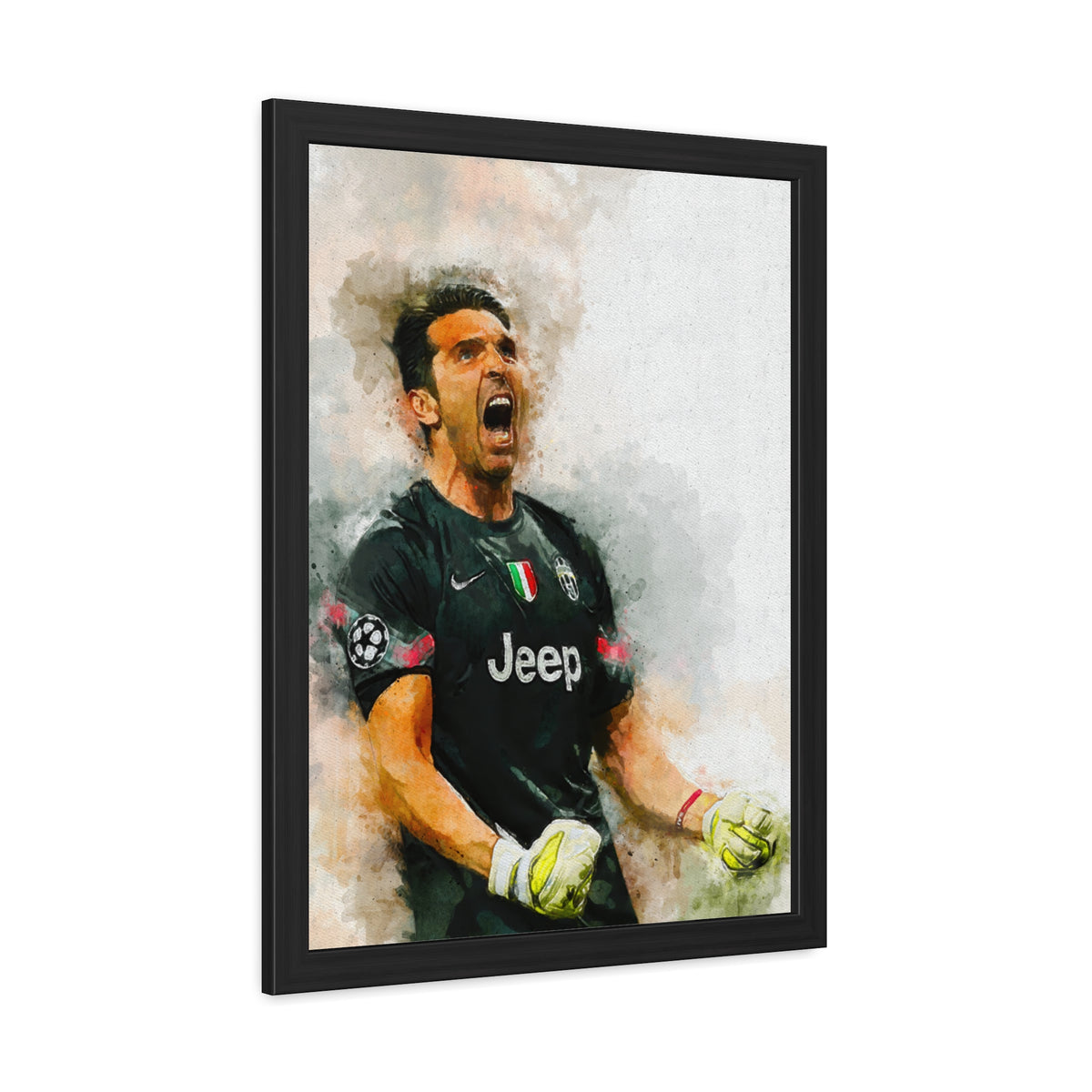 Gianluigi Buffon Expressionist Portrait - Stunning Modern Art Framed Watercolour Print - Ready to Hang Framed Watercolour Fine Art Painting Print Poster, Football Wall Art, Soccer Fan Gift