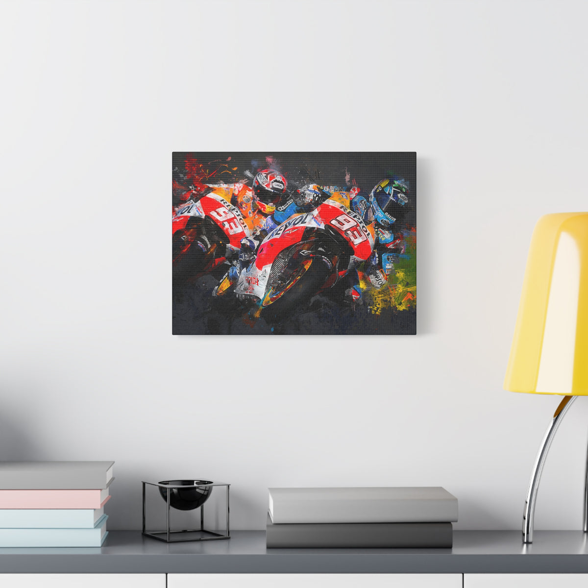 MotoGP Duel: Stretched Canvas Fine Art Print- Ready to Hang, Wall Art Poster, the Ultimate MotoGP Gift