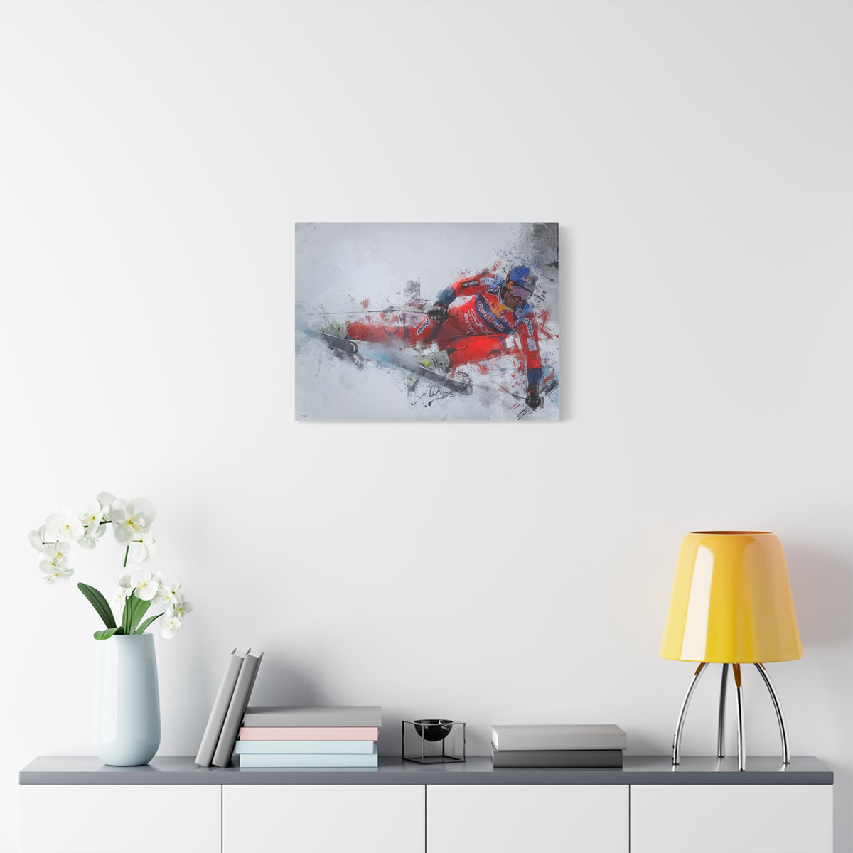 Captivating Aksel Lund Svindal Skiing Painting Print - Stretched Canvas Skiing Fine Art Print Poster- Ready to Hang Wall Art, Skier Gift