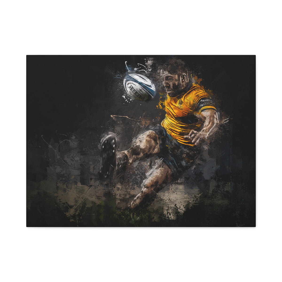 Kick and Score: Expressionist Canvas Fine Art Print Poster - Ready to Hang Wall Art, Rugby Fanatic Gift