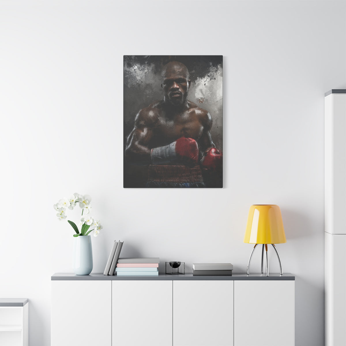 Floyd Mayweather Jr. Portrait Painting: Stretched Canvas Fine Art Boxing Print Poster - Ready to Hang, Wall Art Boxing Gift