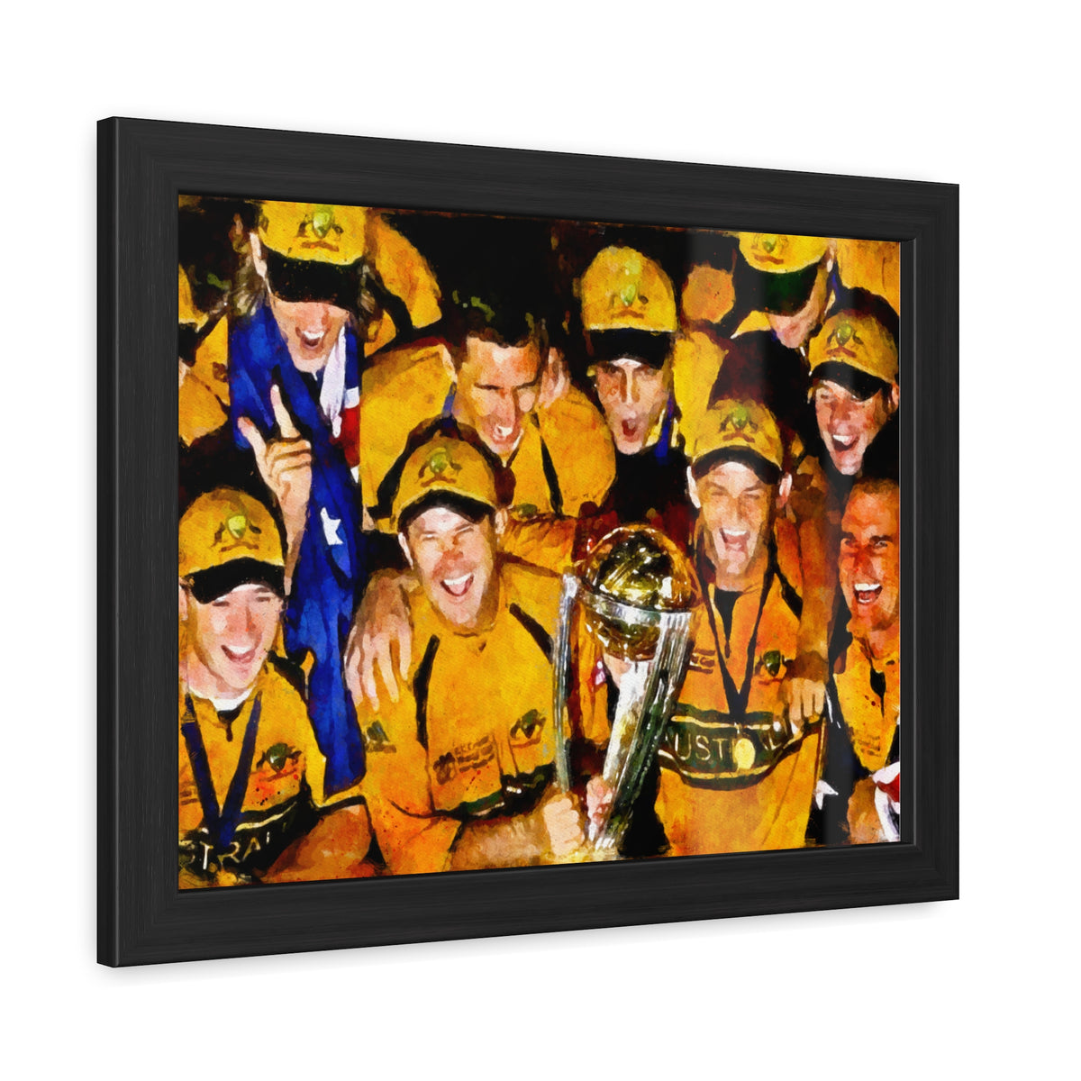2007 Cricket World Cup Triumph: Australia's Trophy Celebration in Watercolour - Fine Art Print, Ready to Hang Wall Art Cricket Gift.