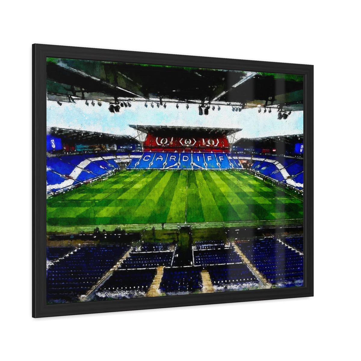 Cardiff City Stadium. Ready to Hang Framed Watercolour Fine Art Painting Print Poster, Football Wall Art, Soccer Fan Gift