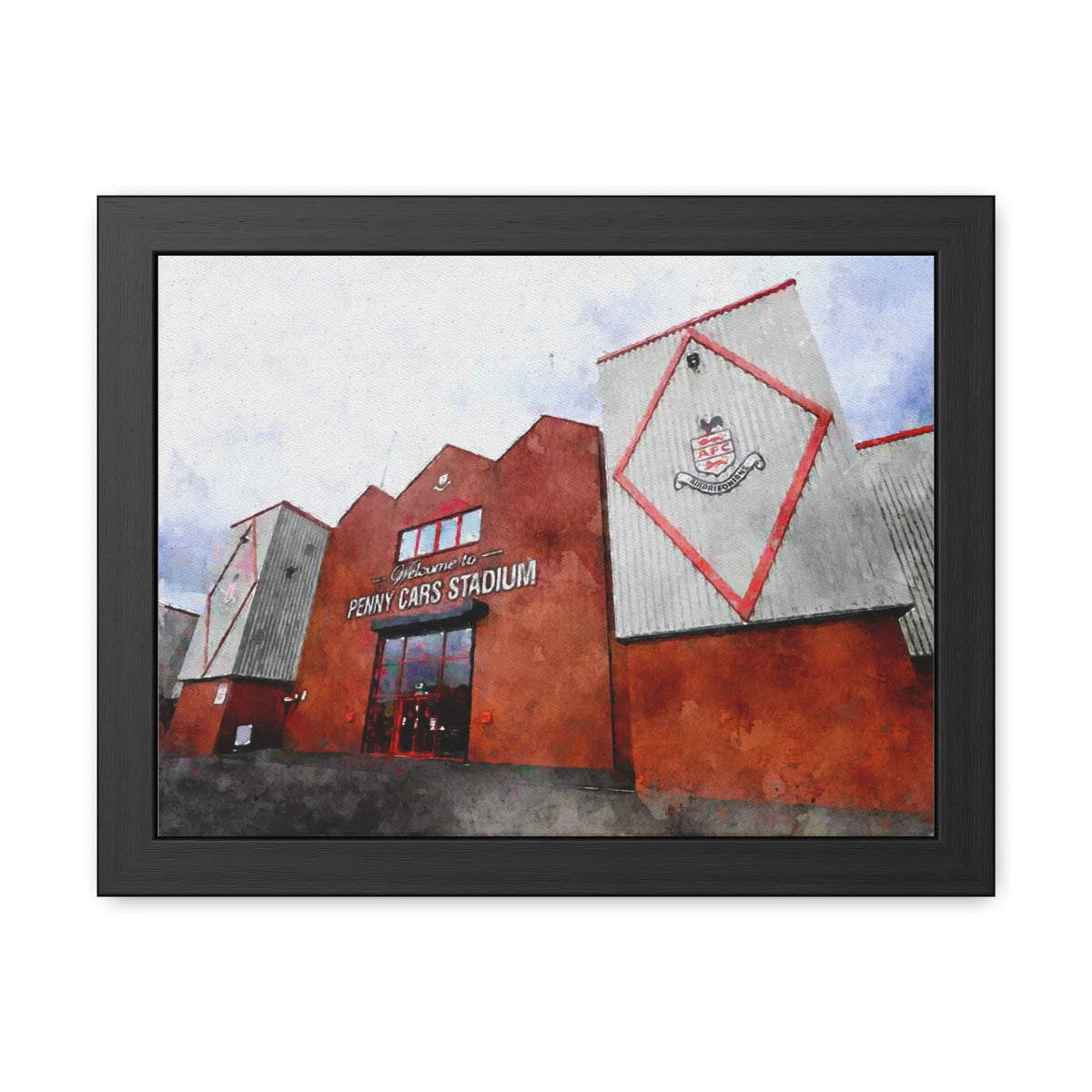 Airdrieonians Excelsior Stadium Watercolour Art - Dynamic Diamonds Football Print - Ready to Hang Framed Watercolour Fine Art Painting Print Poster