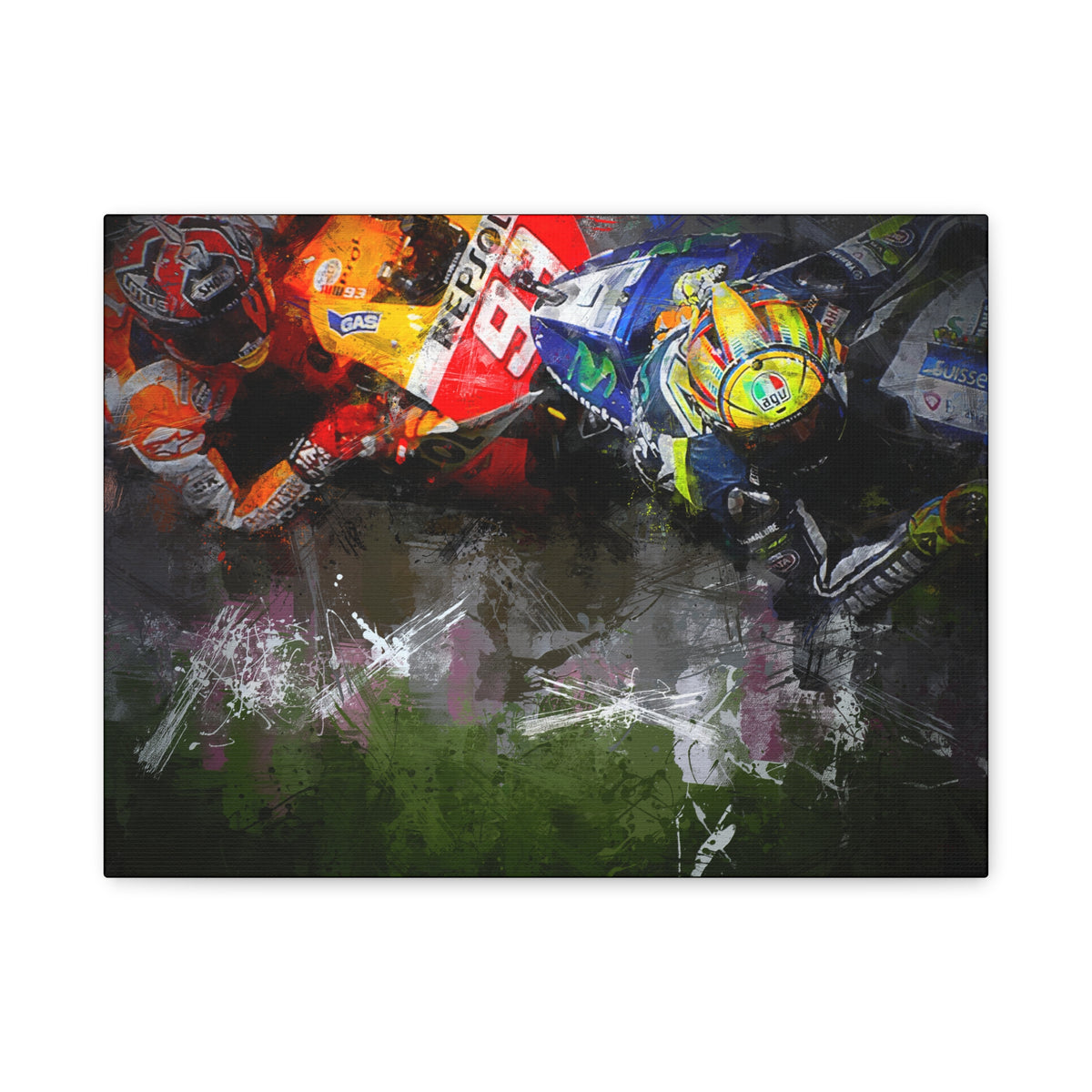 Duel of Champions: Stretched Canvas Fine Art MotoGP Print Poster - Ready to Hang, Wall Art MotoGP Gift