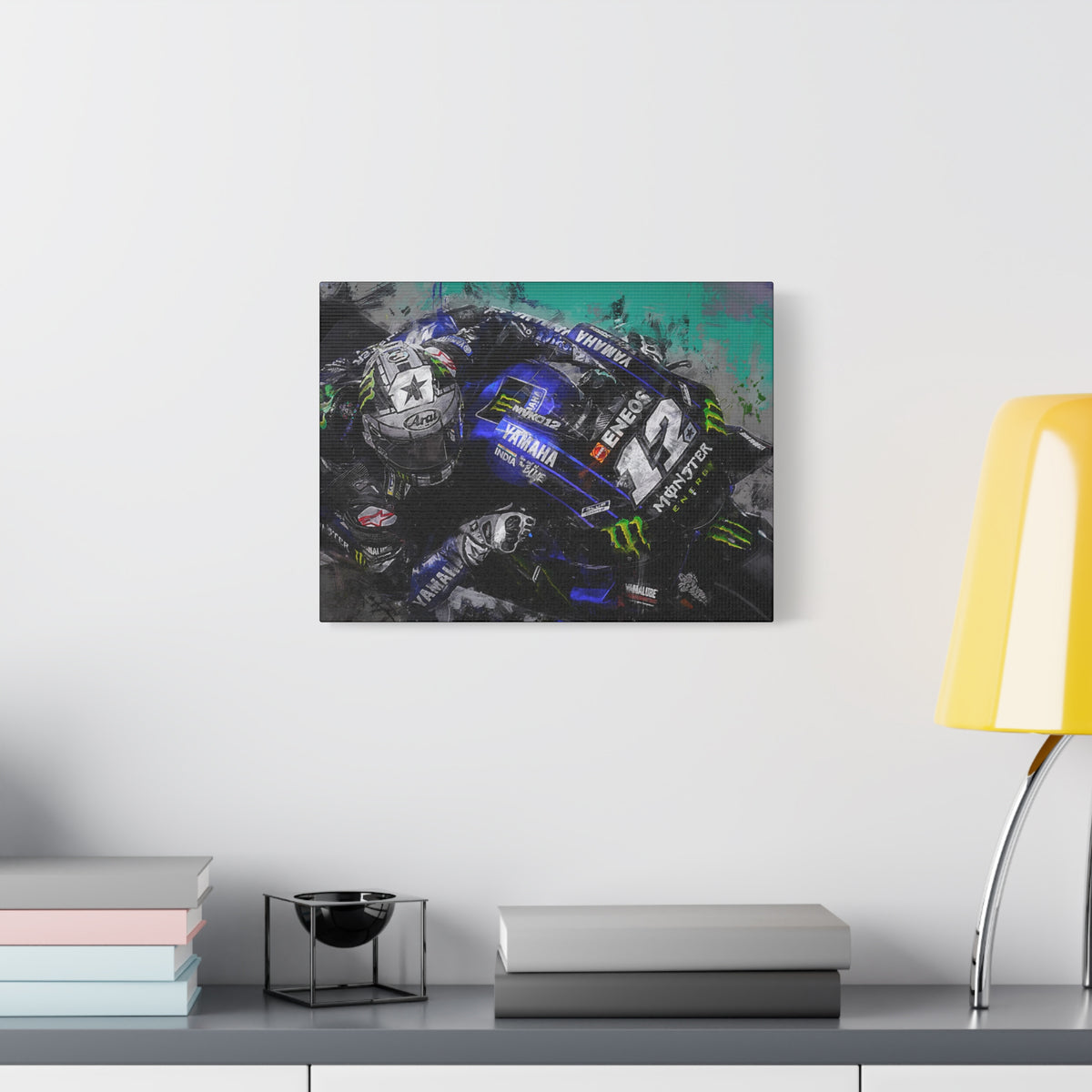Dynamic MotoGP Thrills: Stretched Canvas Fine Art Print Poster - Ready to Hang, Wall Art MotoGP Gift