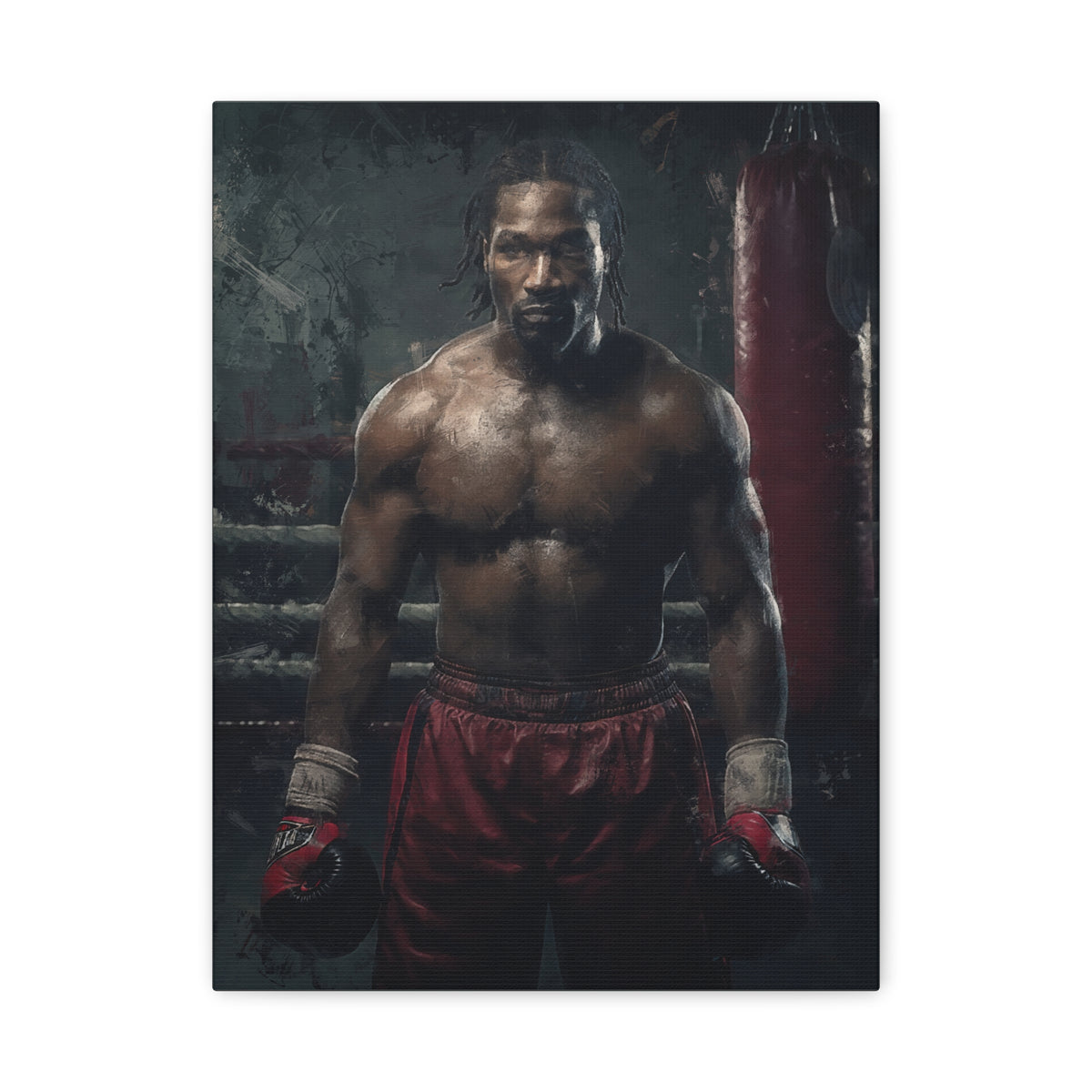 Lennox Lewis: Dynamic Boxing Brilliance - Stretched Canvas Fine Art Boxing Print Poster, Ready to Hang, Wall Art Boxing Gift