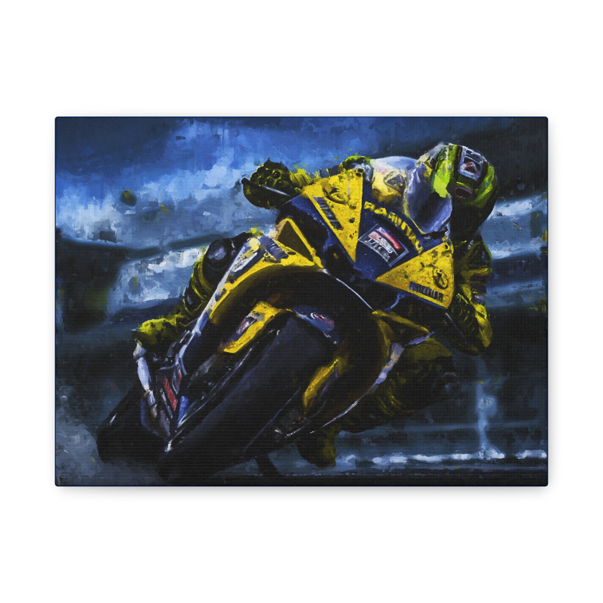 Feel the Thrill: Impressionist MotoGP Bike Rider, Fine Art Print on Stretched Matte Canvas - Ready to Hang, Wall Art MotoGP Gift.