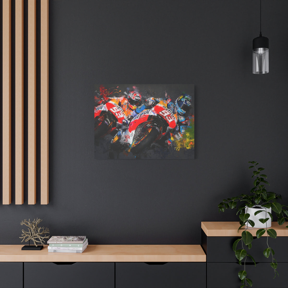 MotoGP Duel: Stretched Canvas Fine Art Print- Ready to Hang, Wall Art Poster, the Ultimate MotoGP Gift