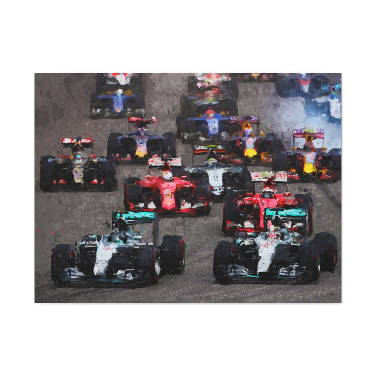 Fuel Your Walls with Speed: Stretched Matte Canvas Fine Art F1 Print Poster - Ready to Hang, Wall Art Formula One Gift