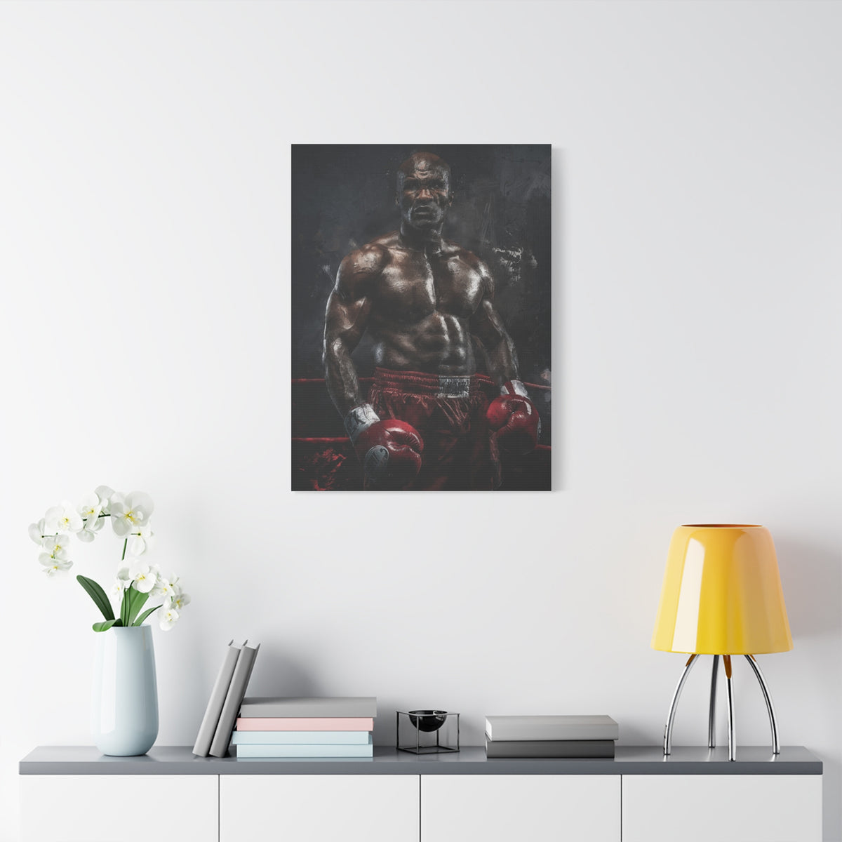Evander Holyfield Portrait Painting: Stretched Canvas Fine Art Boxing Print Poster - Ready to Hang, Wall Art Boxing Gift