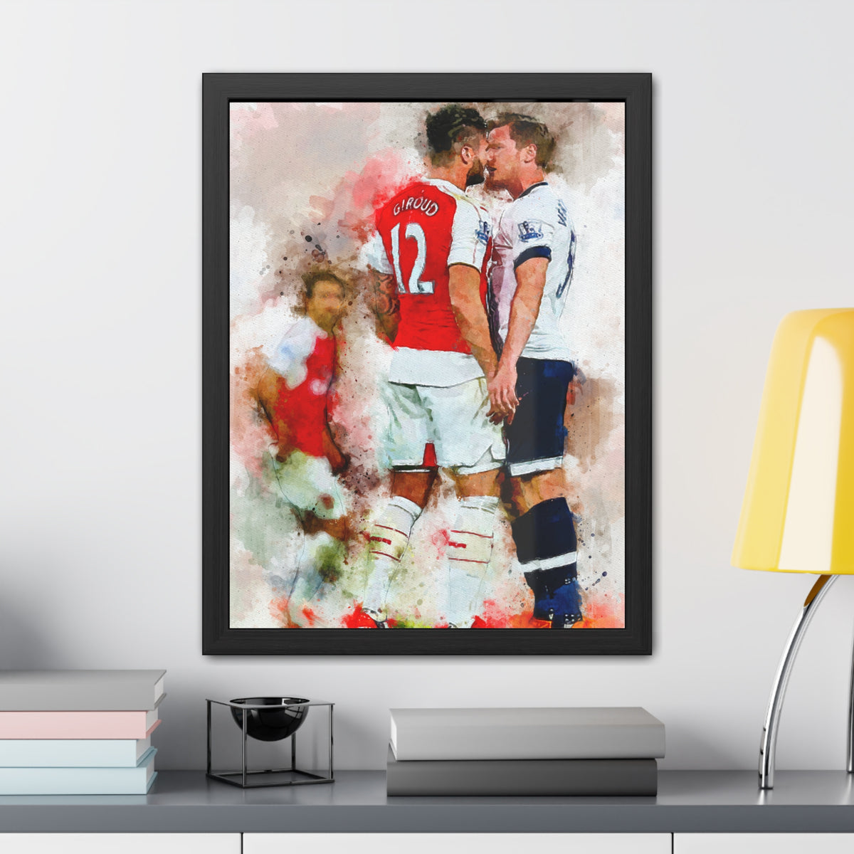 Arsenal vs. Tottenham Derby Ready to Hang Framed Watercolour Fine Art Painting Print Poster, Football Wall Art, Soccer Fan Gift