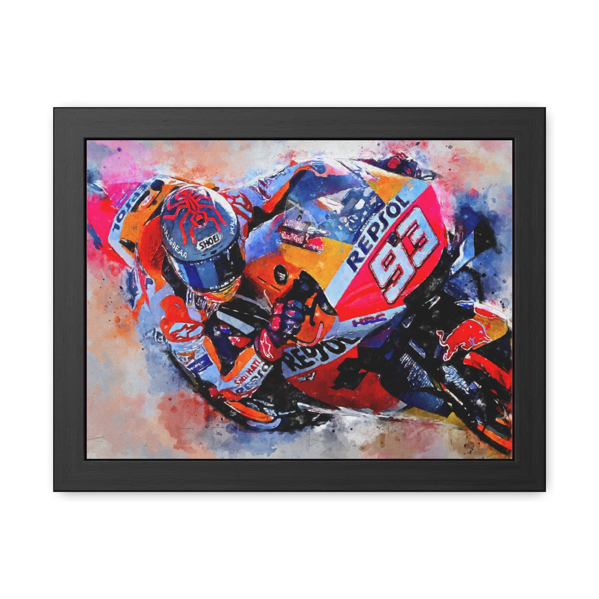 Hear the Roar: Marc Marquez MotoGP Watercolour - Framed Fine Art Print Poster, Ready to Hang - Elevate Your Space with MotoGP Gift