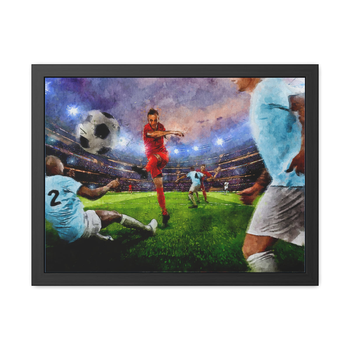 Liverpool Striker Triumphs in Stunning Painting! Ready to Hang Framed Watercolour Fine Art Print Poster, Football Wall Art, Soccer Fan Gift