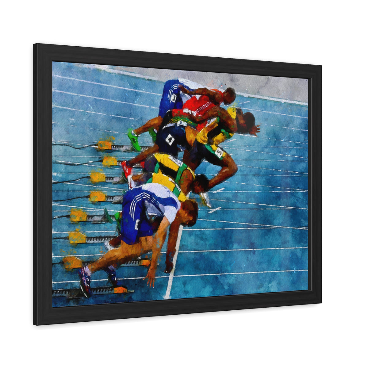 Sprint Race Memorabilia - Expressionist Framed Watercolour Art Print, Perfect for Athletics Fans, Ready to Hang, Athletics Wall Art, Athletics Fan Gift