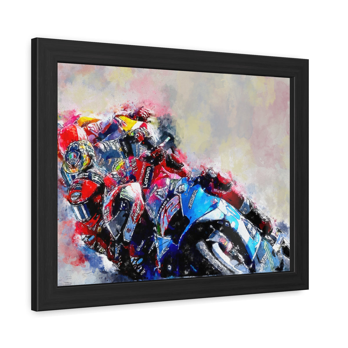 Ride the Thrills: Framed Watercolour MotoGP Fine Art Print Poster Masterpiece - Ready to Hang, Wall Art MotoGP Gift
