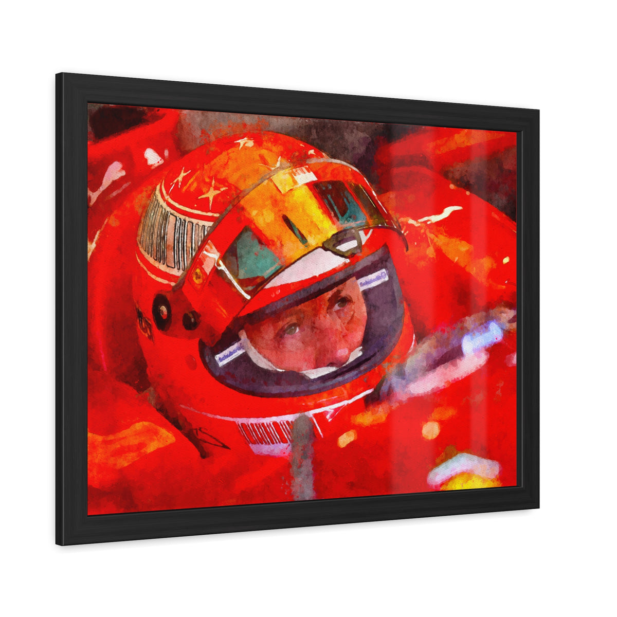 Capture the Speed: Michael Schumacher F1 Watercolour Fine Art Print - Framed Fine Art Poster, Ready to Hang, Wall Art Formula One Gift