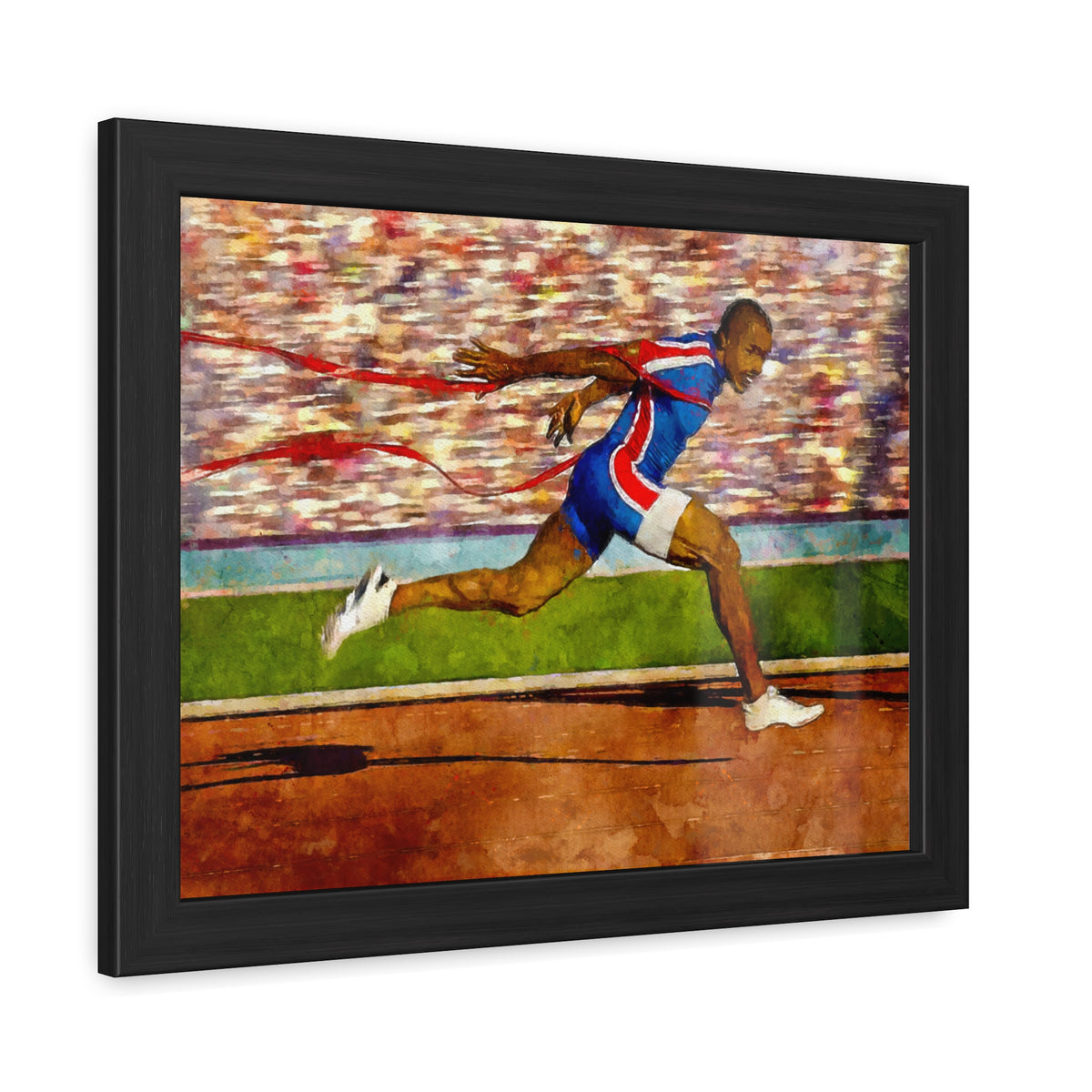 Thrilling Sprint Racer Art - Expressionist Modern Watercolour Print, Hand-Crafted Frame, Ready to Hang, Athletics Wall Art, Athletics Fan Gift