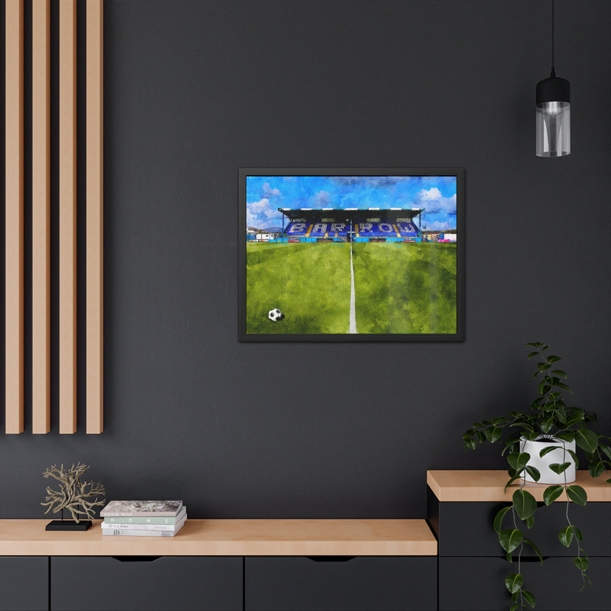 Barrow Holker Street Watercolour Fine Art Painting - Ready to Hang Framed Print Poster, Football Wall Art, Soccer Fan Gift
