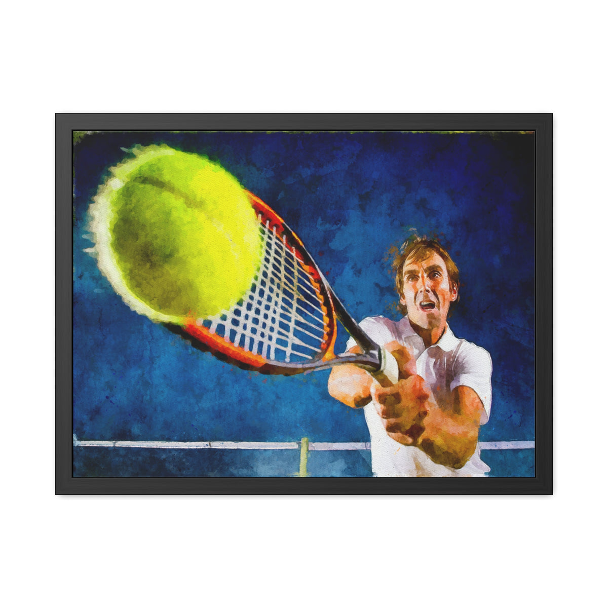 Expressionist Tennis Player in Action: Ready to Hang Framed Watercolour Fine Art Painting Print Poster, Tennis Wall Art, Tennis Fan Gift