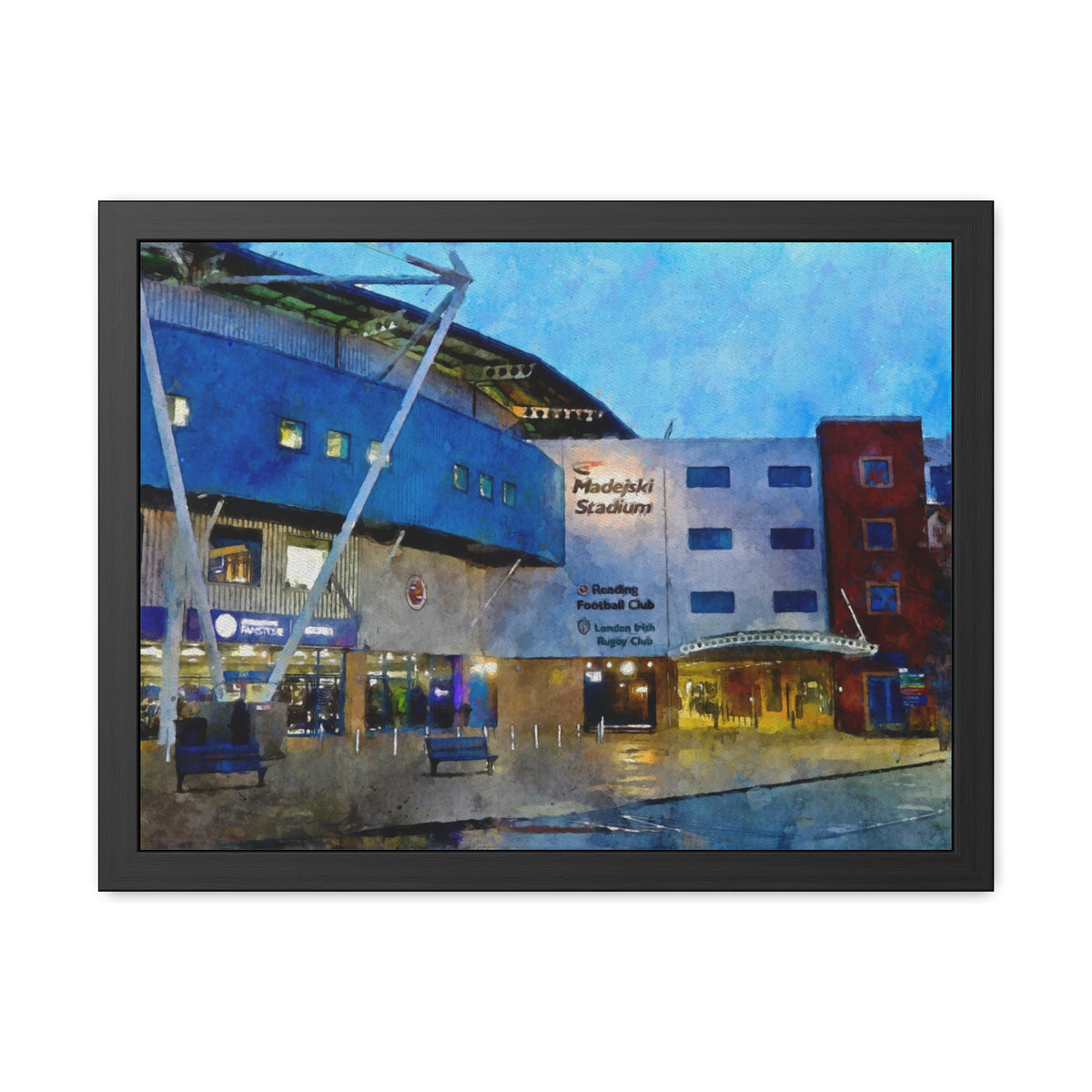 Reading Madejski Stadium Print - Ready to Hang Framed Watercolour Fine Art Painting Print Poster, Football Wall Art, Soccer Fan Gift