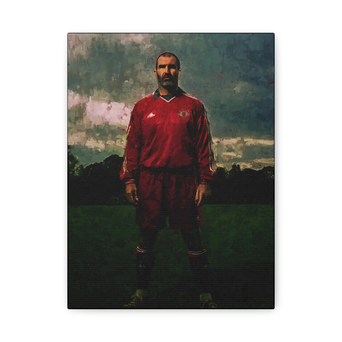 Oh Ah Cantona: Impressionist Portrait Painting, Stretched Canvas Football Art Print Poster, Ready to Hang Football Wall Art, Soccer Fan Gift