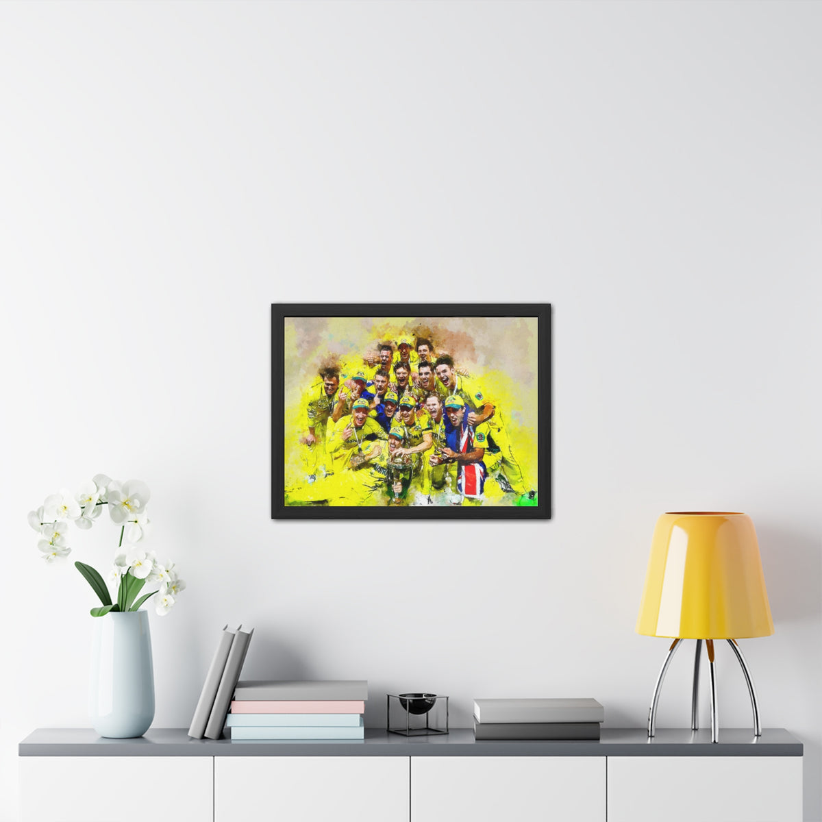 2015 Cricket World Cup Triumph: Australia's Celebratory Elegance in a Watercolour Fine Art Print, Ready to Hang Wall Art Cricket Gift.