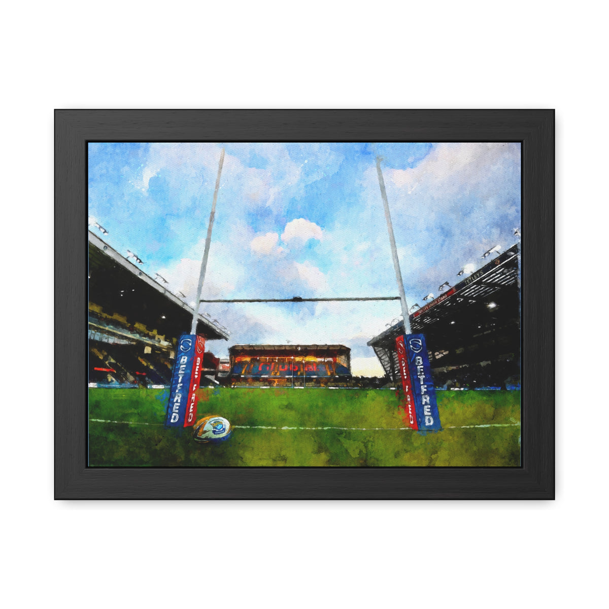 Headingley Hues: Leeds Rhinos Expressionist Watercolour Painting - Ready to Hang Framed Fine Art Rugby Print Poster,, Rhinos Rugby Fan Gift