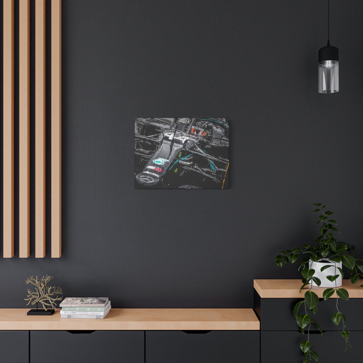Drive into Mercedes Elegance: Stretched Canvas Fine Art F1 Print Poster - Ready to Hang, Wall Art Formula One Gift