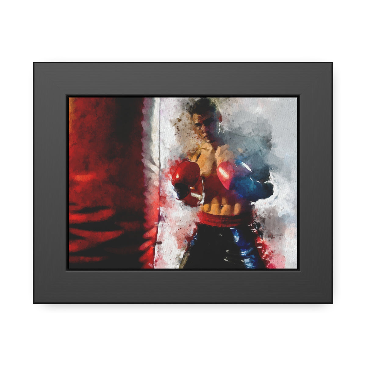 Punching Power: Framed Watercolor Fine Art Boxing Print Poster- Ready to Hang, Wall Art Boxing Gift