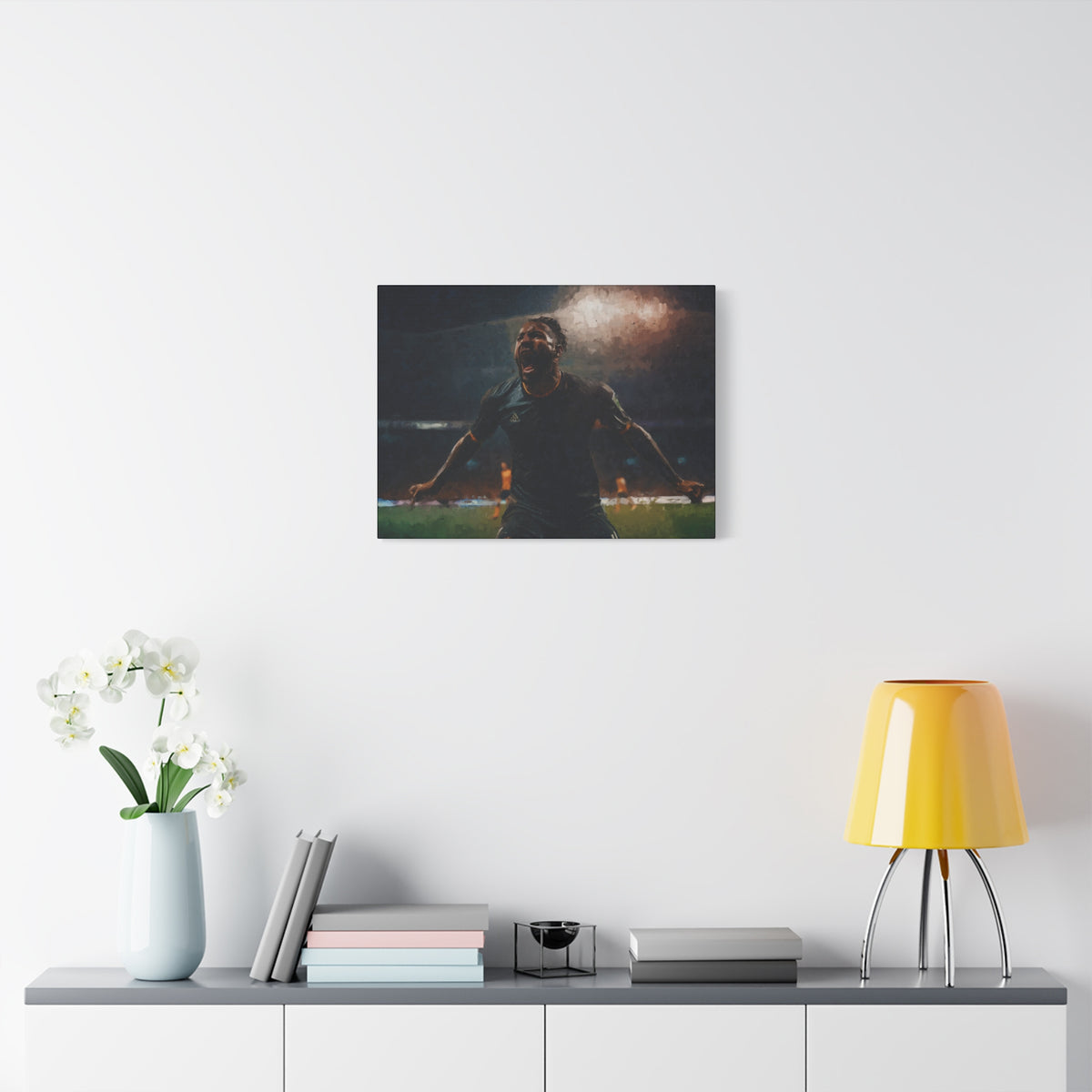 Celebrating Victory: Impressionist Soccer Art Print - Stretched Canvas Fine Art Poster, Ready to Hang - Perfect Football Fan Gift.