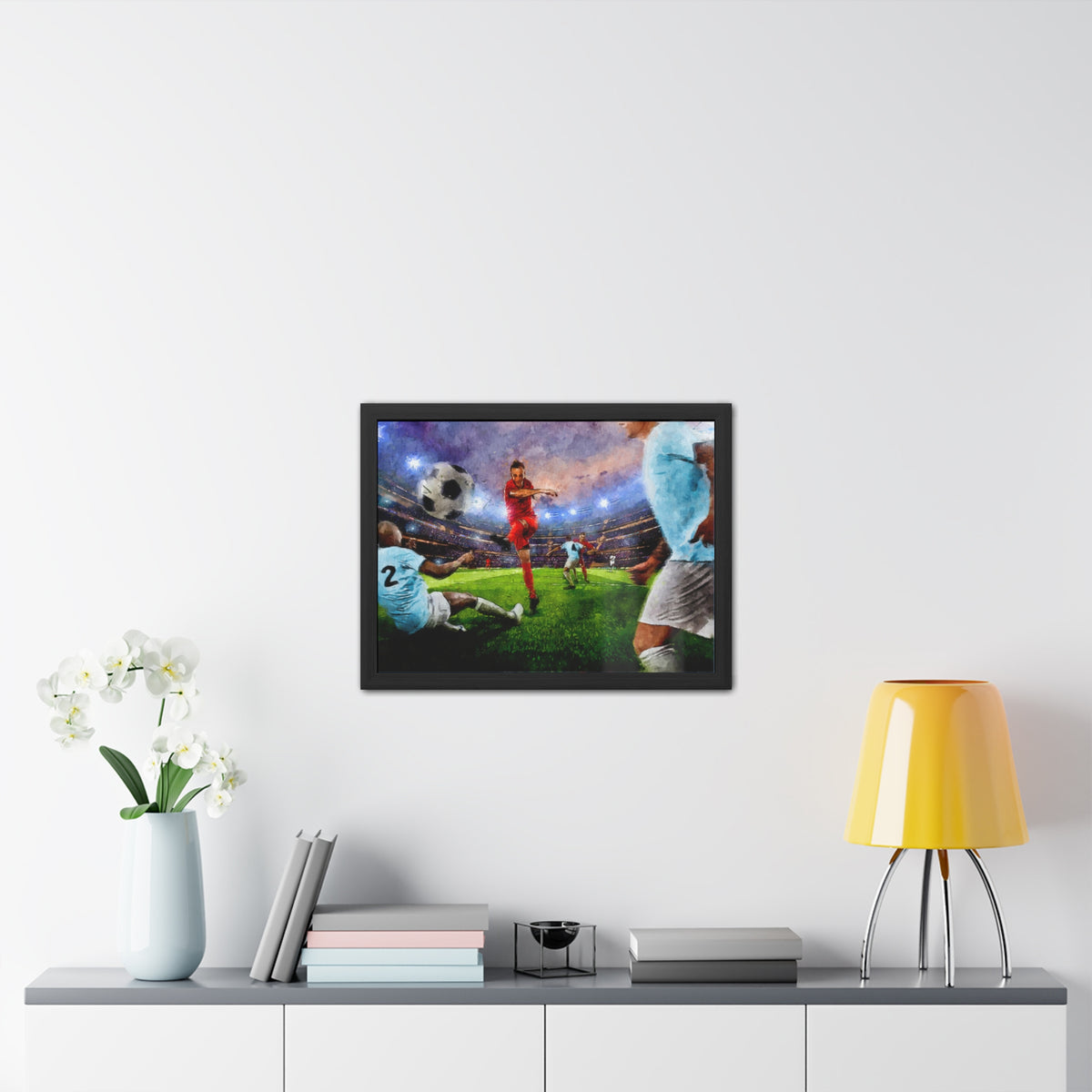 Liverpool Striker Triumphs in Stunning Painting! Ready to Hang Framed Watercolour Fine Art Print Poster, Football Wall Art, Soccer Fan Gift